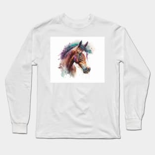 Horse Watercolour Painting Long Sleeve T-Shirt